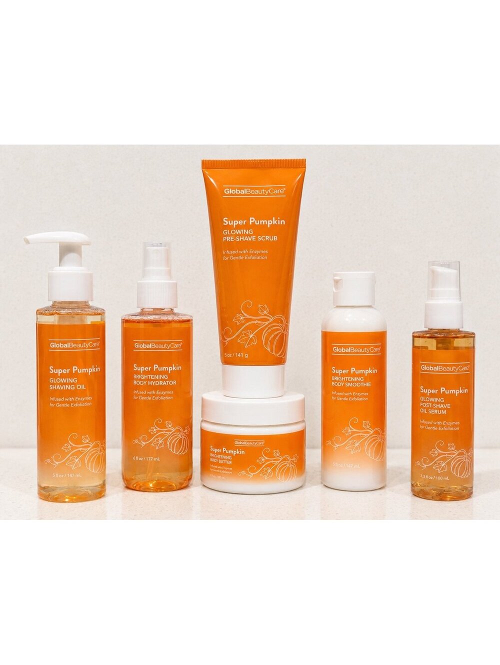 Global Beauty Care Super Pumpkin 6-Piece Body Care Set Shave Scrub Oils + Moistu